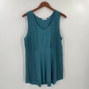 Habitat Sleeveless Tunic Top Size M Blue Black Geometric Texture Art to Wear